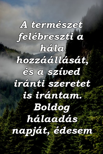 A természet felébreszti a hála hozzáállását, és a szíved iránti szeretet is irántam. Boldog hálaadás napját, édesem