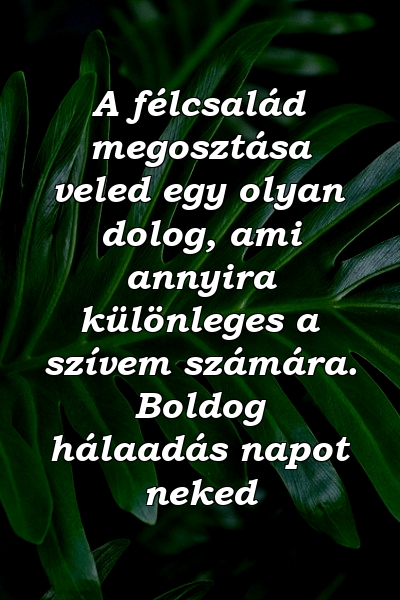 A félcsalád megosztása veled egy olyan dolog, ami annyira különleges a szívem számára. Boldog hálaadás napot neked