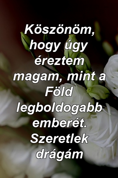 Köszönöm, hogy úgy éreztem magam, mint a Föld legboldogabb emberét. Szeretlek drágám