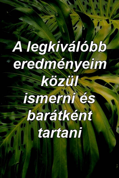 A legkiválóbb eredményeim közül ismerni és barátként tartani