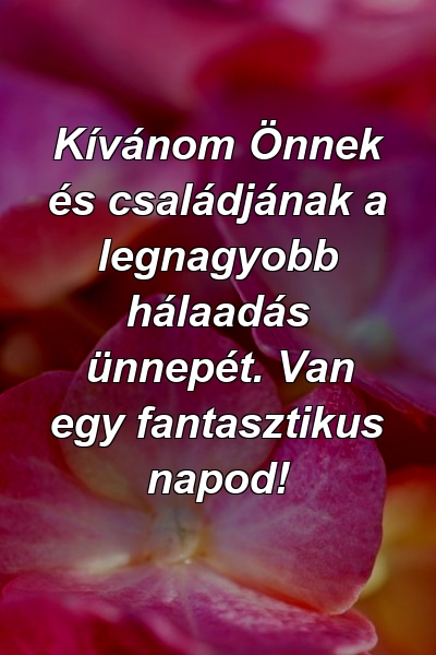 Kívánom Önnek és családjának a legnagyobb hálaadás ünnepét. Van egy fantasztikus napod!