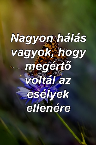 Nagyon hálás vagyok, hogy megértő voltál az esélyek ellenére