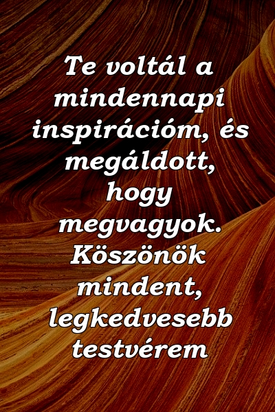 Te voltál a mindennapi inspirációm, és megáldott, hogy megvagyok. Köszönök mindent, legkedvesebb testvérem