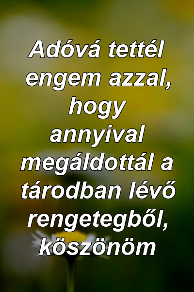 Adóvá tettél engem azzal, hogy annyival megáldottál a tárodban lévő rengetegből, köszönöm