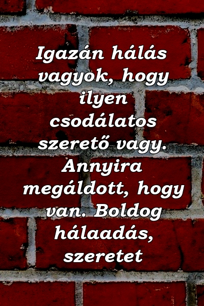 Igazán hálás vagyok, hogy ilyen csodálatos szerető vagy. Annyira megáldott, hogy van. Boldog hálaadás, szeretet