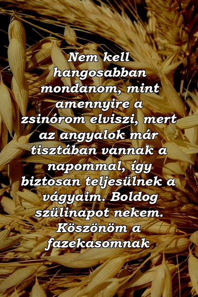 Nem kell hangosabban mondanom, mint amennyire a zsinórom elviszi, mert az angyalok már tisztában vannak a napommal, így biztosan teljesülnek a vágyaim. Boldog szülinapot nekem. Köszönöm a fazekasomnak