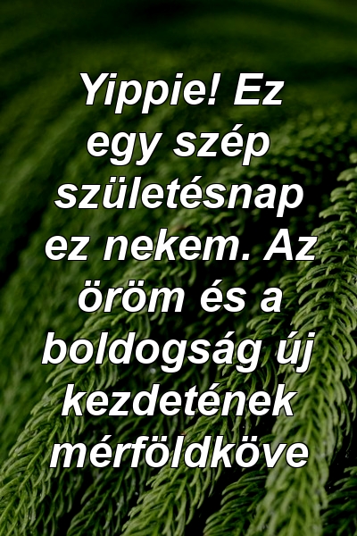 Yippie! Ez egy szép születésnap ez nekem. Az öröm és a boldogság új kezdetének mérföldköve