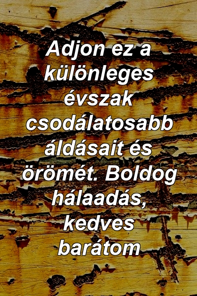 Adjon ez a különleges évszak csodálatosabb áldásait és örömét. Boldog hálaadás, kedves barátom