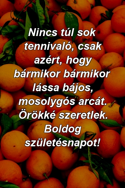 Nincs túl sok tennivaló, csak azért, hogy bármikor bármikor lássa bájos, mosolygós arcát. Örökké szeretlek. Boldog születésnapot!