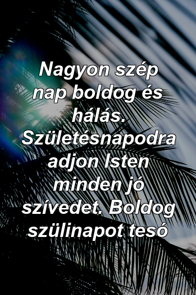 Nagyon szép nap boldog és hálás. Születésnapodra adjon Isten minden jó szívedet. Boldog szülinapot tesó