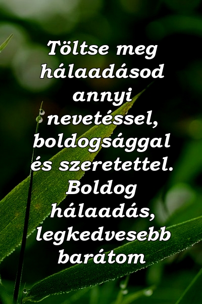 Töltse meg hálaadásod annyi nevetéssel, boldogsággal és szeretettel. Boldog hálaadás, legkedvesebb barátom