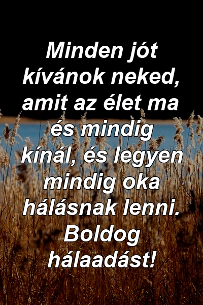 Minden jót kívánok neked, amit az élet ma és mindig kínál, és legyen mindig oka hálásnak lenni. Boldog hálaadást!