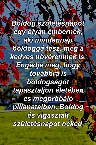 Boldog születésnapot egy olyan embernek, aki mindennap boldoggá tesz, még a kedves nővéremnek is. Engedje meg, hogy továbbra is boldogságot tapasztaljon életében és megpróbáló pillanataiban. Boldog és vigasztalt születésnapot neked