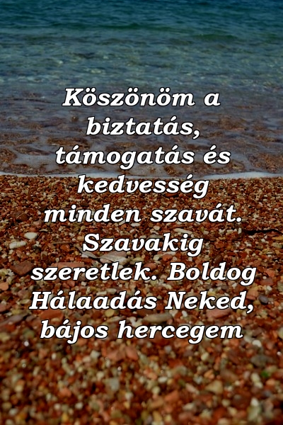 Köszönöm a biztatás, támogatás és kedvesség minden szavát. Szavakig szeretlek. Boldog Hálaadás Neked, bájos hercegem