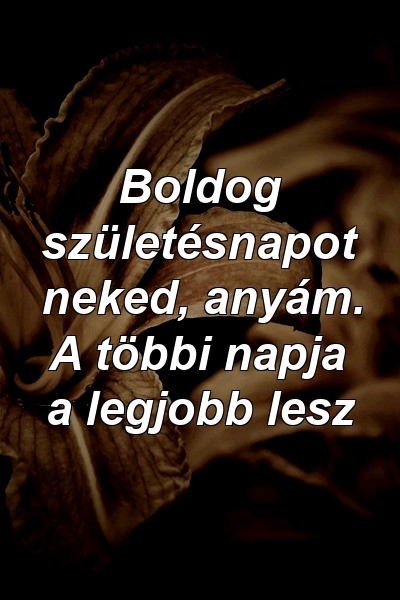 Boldog születésnapot neked, anyám. A többi napja a legjobb lesz