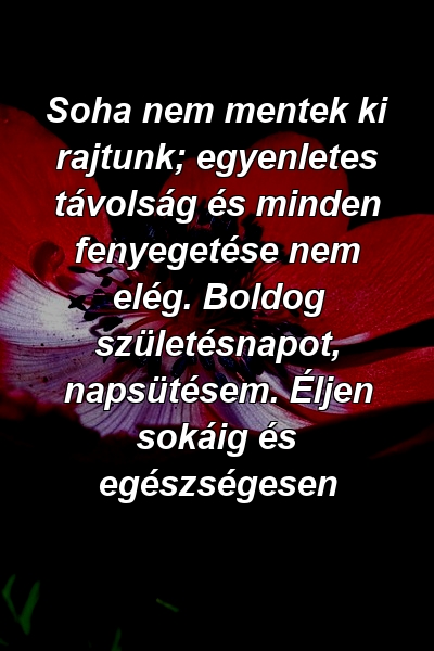 Soha nem mentek ki rajtunk; egyenletes távolság és minden fenyegetése nem elég. Boldog születésnapot, napsütésem. Éljen sokáig és egészségesen