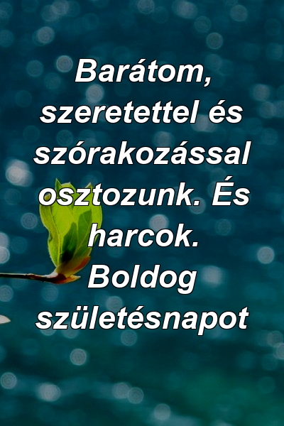 Barátom, szeretettel és szórakozással osztozunk. És harcok. Boldog születésnapot