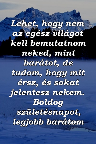 Lehet, hogy nem az egész világot kell bemutatnom neked, mint barátot, de tudom, hogy mit érsz, és sokat jelentesz nekem. Boldog születésnapot, legjobb barátom