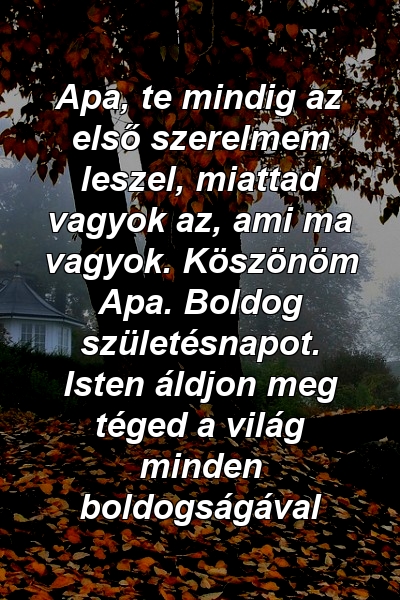 Apa, te mindig az első szerelmem leszel, miattad vagyok az, ami ma vagyok. Köszönöm Apa. Boldog születésnapot. Isten áldjon meg téged a világ minden boldogságával