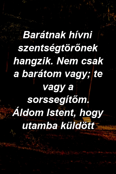 Barátnak hívni szentségtörőnek hangzik. Nem csak a barátom vagy; te vagy a sorssegítőm. Áldom Istent, hogy utamba küldött