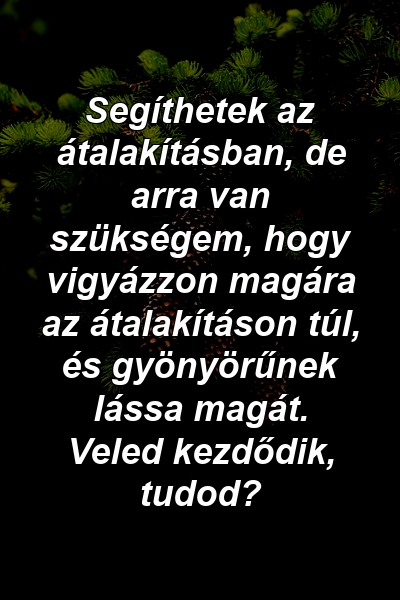 Segíthetek az átalakításban, de arra van szükségem, hogy vigyázzon magára az átalakításon túl, és gyönyörűnek lássa magát. Veled kezdődik, tudod?