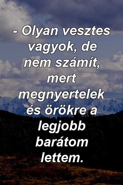 - Olyan vesztes vagyok, de nem számít, mert megnyertelek és örökre a legjobb barátom lettem.