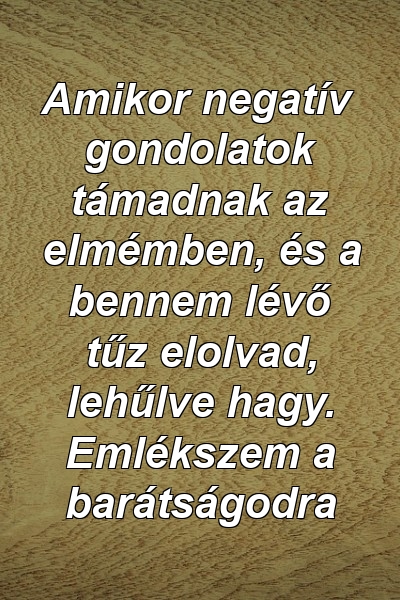 Amikor negatív gondolatok támadnak az elmémben, és a bennem lévő tűz elolvad, lehűlve hagy. Emlékszem a barátságodra