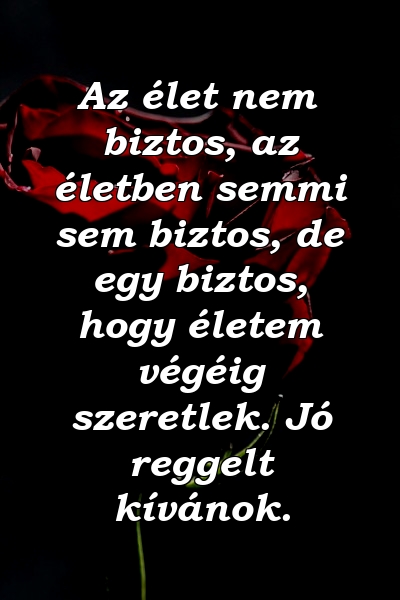 Az élet nem biztos, az életben semmi sem biztos, de egy biztos, hogy életem végéig szeretlek. Jó reggelt kívánok.