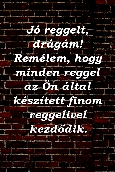 Jó reggelt, drágám! Remélem, hogy minden reggel az Ön által készített finom reggelivel kezdődik.