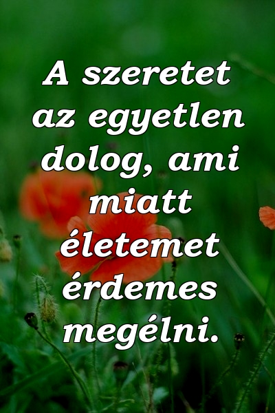 A szeretet az egyetlen dolog, ami miatt életemet érdemes megélni.