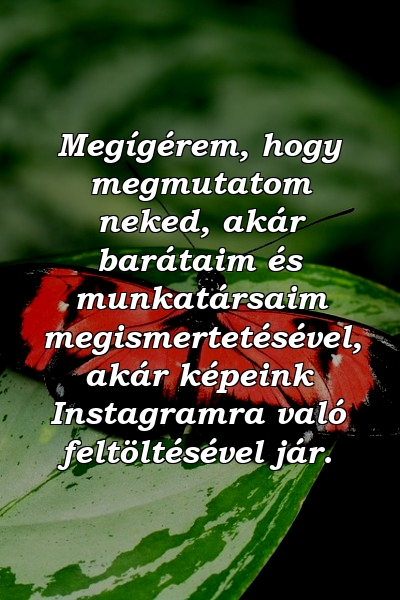 Megígérem, hogy megmutatom neked, akár barátaim és munkatársaim megismertetésével, akár képeink Instagramra való feltöltésével jár.