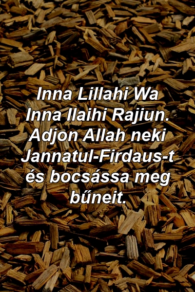 Inna Lillahi Wa Inna Ilaihi Rajiun. Adjon Allah neki Jannatul-Firdaus-t és bocsássa meg bűneit.