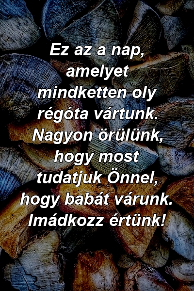 Ez az a nap, amelyet mindketten oly régóta vártunk. Nagyon örülünk, hogy most tudatjuk Önnel, hogy babát várunk. Imádkozz értünk!