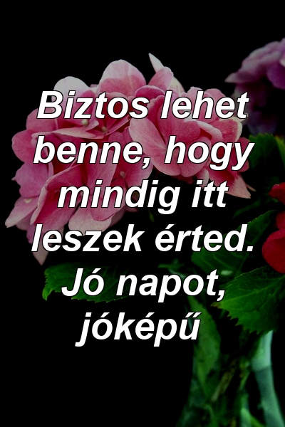 Biztos lehet benne, hogy mindig itt leszek érted. Jó napot, jóképű