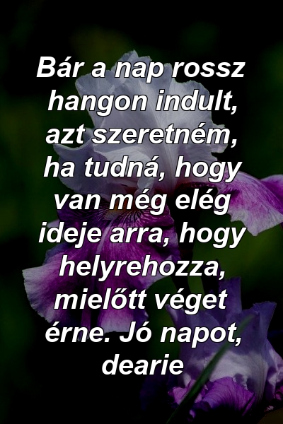 Bár a nap rossz hangon indult, azt szeretném, ha tudná, hogy van még elég ideje arra, hogy helyrehozza, mielőtt véget érne. Jó napot, dearie