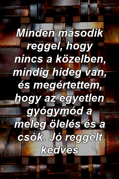 Minden második reggel, hogy nincs a közelben, mindig hideg van, és megértettem, hogy az egyetlen gyógymód a meleg ölelés és a csók. Jó reggelt kedves