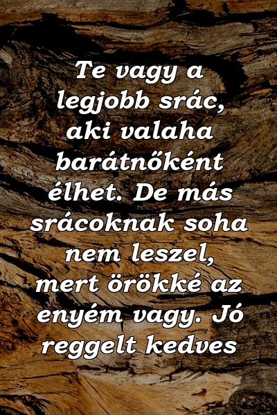 Te vagy a legjobb srác, aki valaha barátnőként élhet. De más srácoknak soha nem leszel, mert örökké az enyém vagy. Jó reggelt kedves