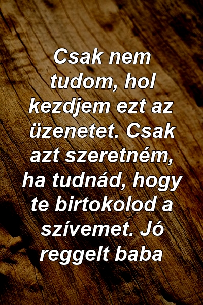 Csak nem tudom, hol kezdjem ezt az üzenetet. Csak azt szeretném, ha tudnád, hogy te birtokolod a szívemet. Jó reggelt baba