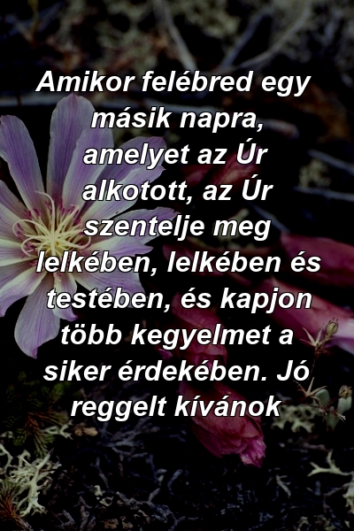 Amikor felébred egy másik napra, amelyet az Úr alkotott, az Úr szentelje meg lelkében, lelkében és testében, és kapjon több kegyelmet a siker érdekében. Jó reggelt kívánok