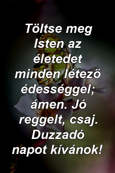 Töltse meg Isten az életedet minden létező édességgel; ámen. Jó reggelt, csaj. Duzzadó napot kívánok!