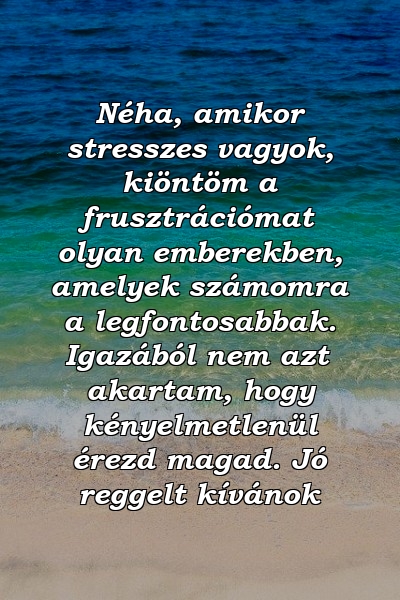 Néha, amikor stresszes vagyok, kiöntöm a frusztrációmat olyan emberekben, amelyek számomra a legfontosabbak. Igazából nem azt akartam, hogy kényelmetlenül érezd magad. Jó reggelt kívánok