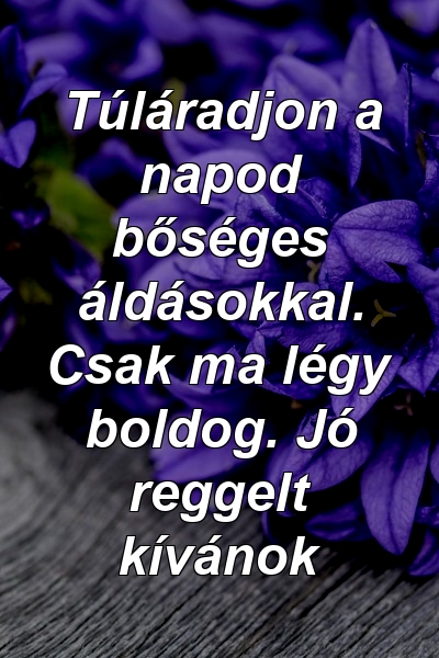 Túláradjon a napod bőséges áldásokkal. Csak ma légy boldog. Jó reggelt kívánok