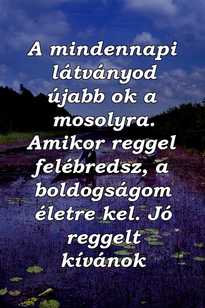 A mindennapi látványod újabb ok a mosolyra. Amikor reggel felébredsz, a boldogságom életre kel. Jó reggelt kívánok