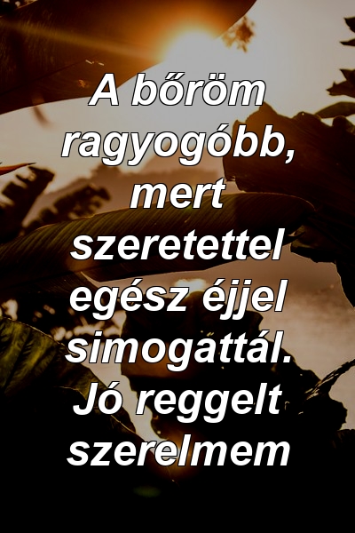 A bőröm ragyogóbb, mert szeretettel egész éjjel simogattál. Jó reggelt szerelmem