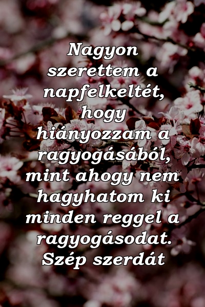 Nagyon szerettem a napfelkeltét, hogy hiányozzam a ragyogásából, mint ahogy nem hagyhatom ki minden reggel a ragyogásodat. Szép szerdát