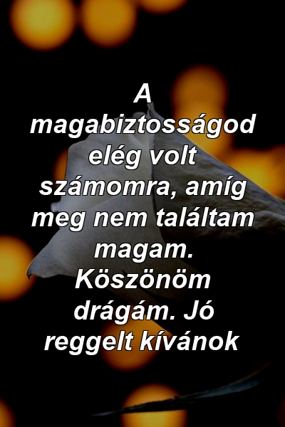 A magabiztosságod elég volt számomra, amíg meg nem találtam magam. Köszönöm drágám. Jó reggelt kívánok