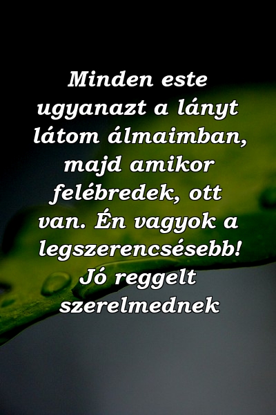 Minden este ugyanazt a lányt látom álmaimban, majd amikor felébredek, ott van. Én vagyok a legszerencsésebb! Jó reggelt szerelmednek