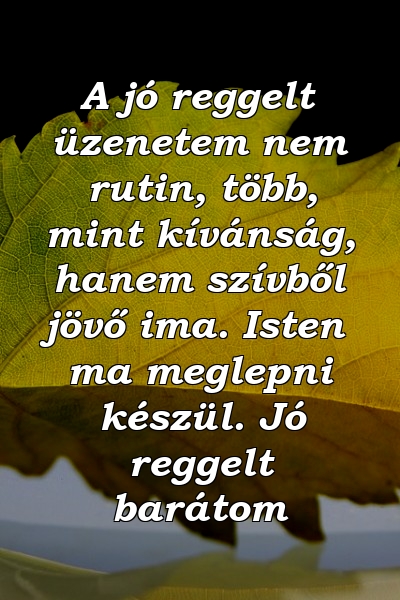 A jó reggelt üzenetem nem rutin, több, mint kívánság, hanem szívből jövő ima. Isten ma meglepni készül. Jó reggelt barátom