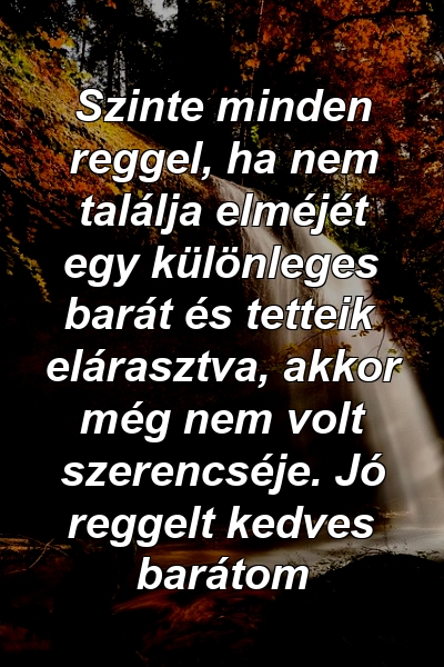 Szinte minden reggel, ha nem találja elméjét egy különleges barát és tetteik elárasztva, akkor még nem volt szerencséje. Jó reggelt kedves barátom