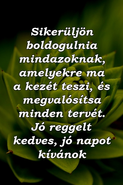 Sikerüljön boldogulnia mindazoknak, amelyekre ma a kezét teszi, és megvalósítsa minden tervét. Jó reggelt kedves, jó napot kívánok